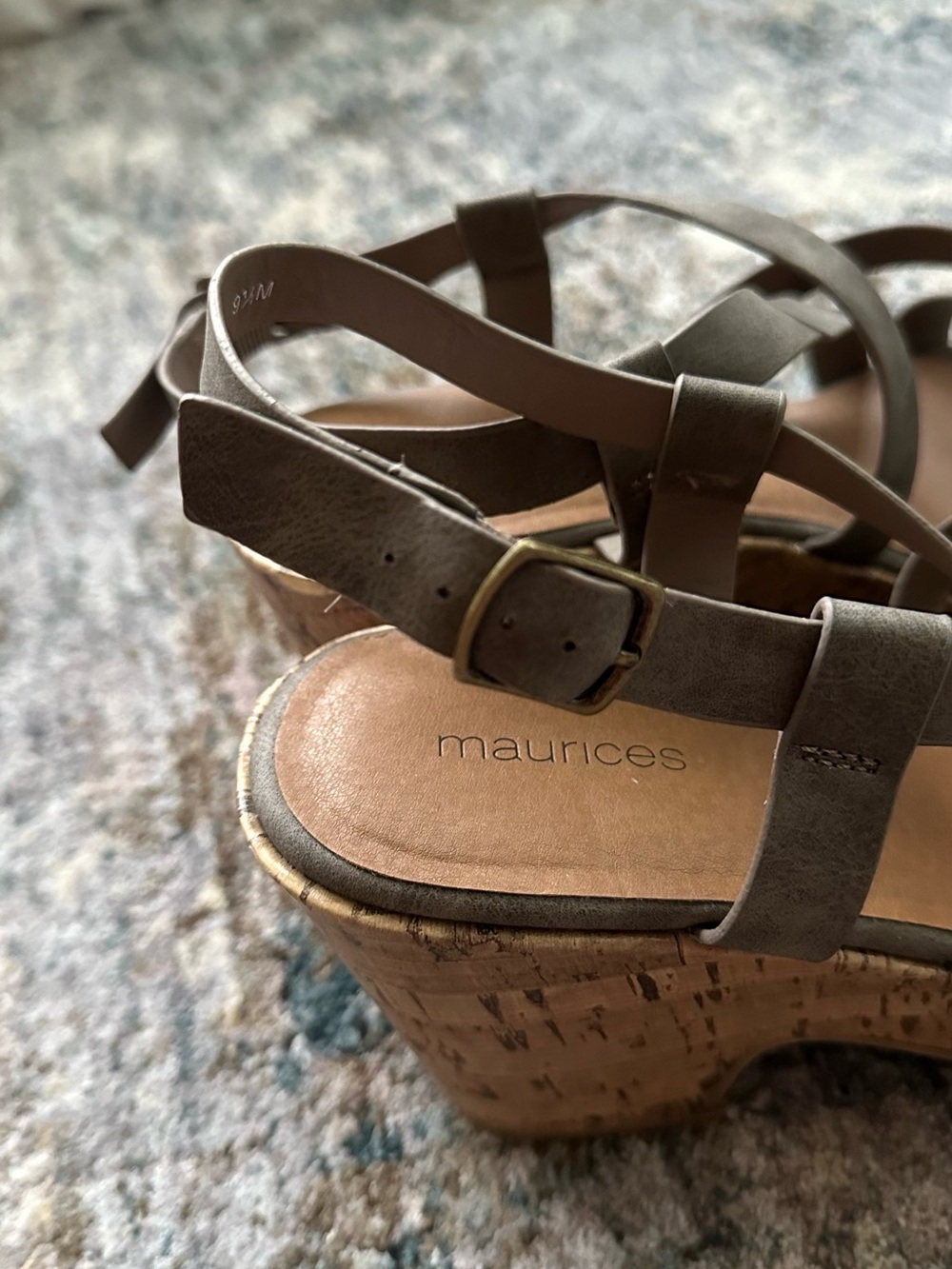 Maurices Olive Wedge Sandals with Cork Platform - Picture 5 of 9